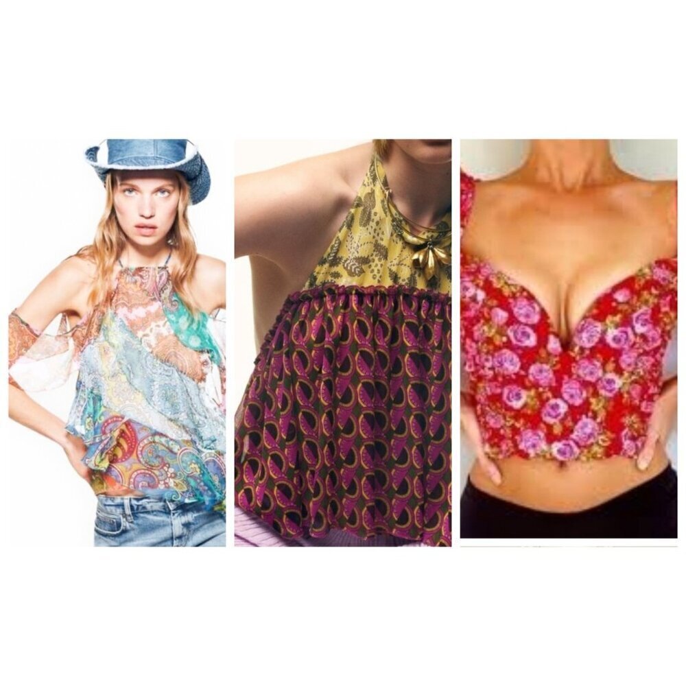 Zara Sheer Colourful Cropped Top Bundle L NWT